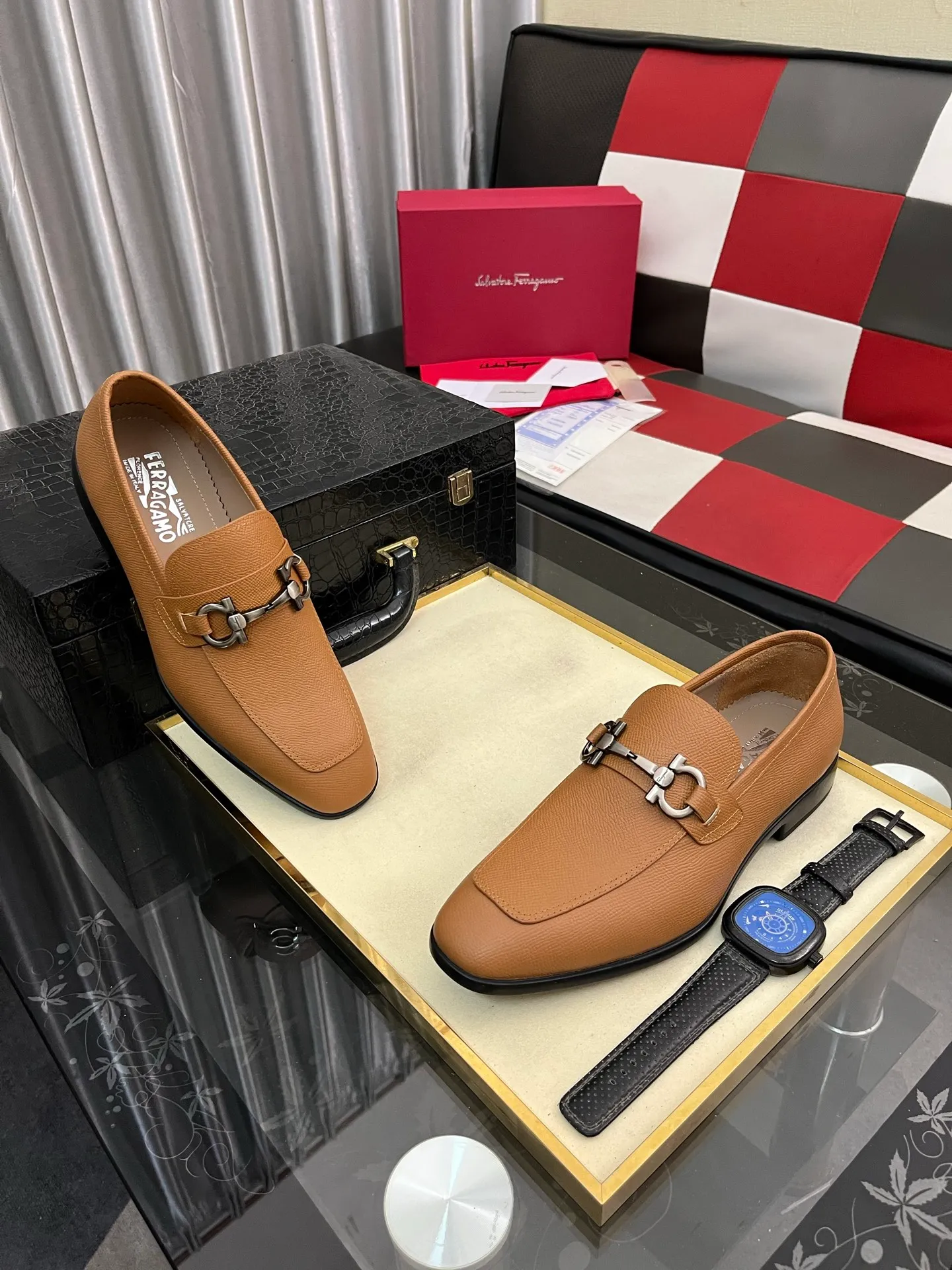Men's shoes 💰600⌚️⌚️[Salvatore Ferragamo] Ferragamo business leather shoes, 1:1 top purchasing quality, imported selected original calfskin for the uppers, imported original soft water-dyed cowhide for the inner feet, imported original customized Italian handmade lightweight foam outsole, size: 39-44 5️⃣ options available